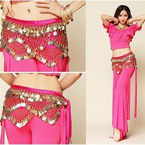 Women's Bellydance Hip Scarf with Gold Coins